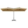 Double Parasol with Steel Pole Taupe 600x300 cm Image 4