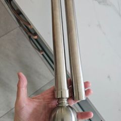 Chrome silver curtain rail with rings