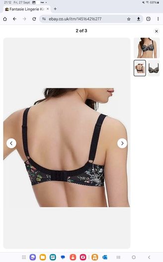 Fantasie Kimberley - Underwired Side Support Bra 30F and Briefs XS - Black Floral - BNWT RRP 58