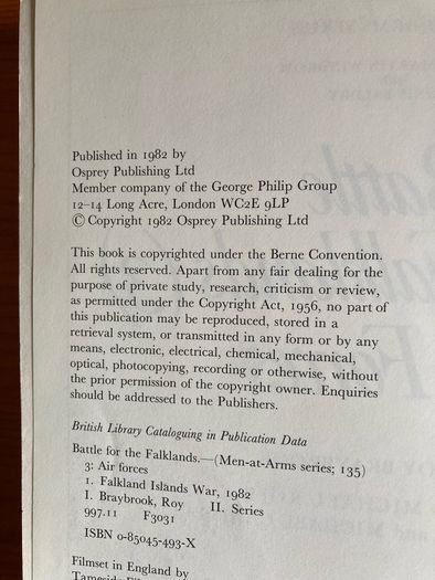 War  book: 'Battle for the Falklands (I3) Air Forces'