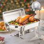 Chafing Dish Buffet Set, 8 Qt 6 Pack, Stainless Steel Chafer with 6 Full Size Pans, Rectangle Catering Warmer Server with Lid Water Pan Stand Fuel Holder, for Weddings Parties Banquets, Silver Image 8