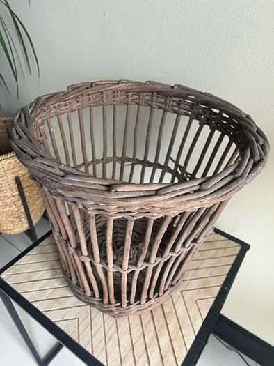 Mid Century Whicker Waste Paper Bin