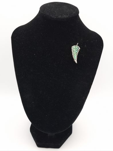 Vintage 925 Sterling Silver Abalone Fern Leaf Brooch