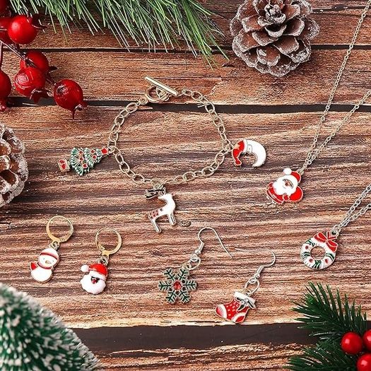 50pcs Christmas Charms Cute Alloy Christmas Pendant Reindeer Snowman jewelry Charm for DIY Necklace Bracelet