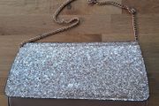 Primark Sparkly Rose Gold Blush Clutch Bag with Shoulder Chain Strap