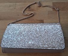 Primark Sparkly Rose Gold Blush Clutch Bag with Shoulder Chain Strap