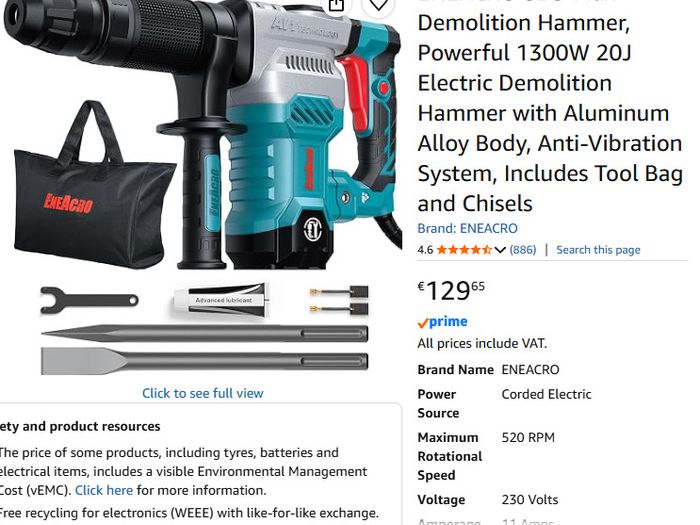 ENEACRO SDS-Max Demolition Hammer, Powerful 1300W