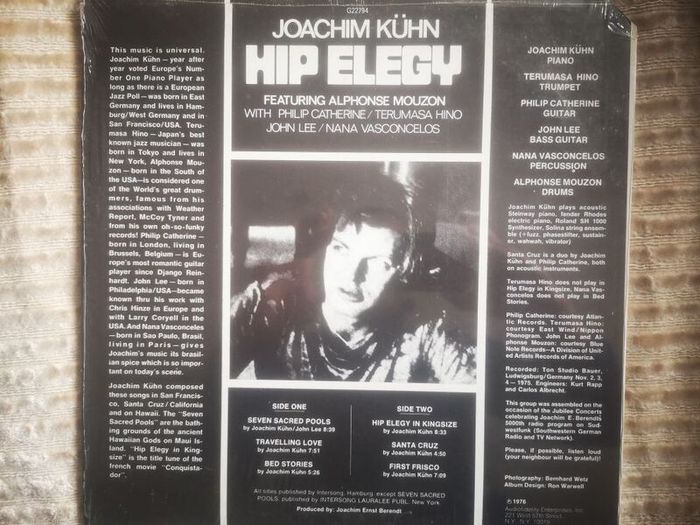 Joachim Kuhn - Hip Elegy US Jazz Funk Press In shrink