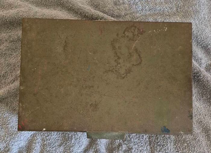 Vintage metal deed box.
