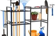Garden Tool Organizer with 4 hooks heavy duty tools storage rack on wheels (84x30x80 cm)