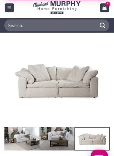 Cream sofa & ottoman