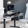 Standing 81 cm Desk Converter Height Adjustable Riser Sit to Stand Dual Monitor and Laptop Workstation with Wide Keyboard Tray Black DESK-V000K Image 8
