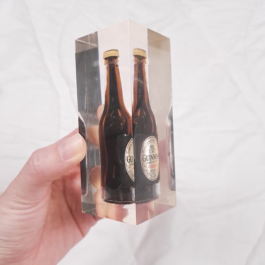 Official Guinness Foreign Extra Stout Bottle Glass Paperweight