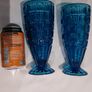 A pair of blue/deep turquoise glass vases Image 6