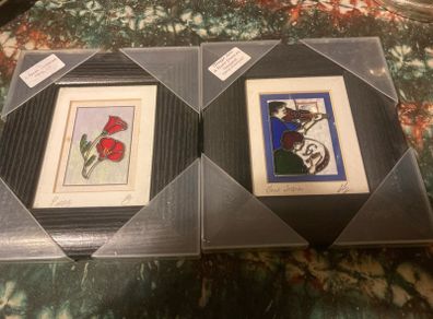 Two paintings on glass framed free postage