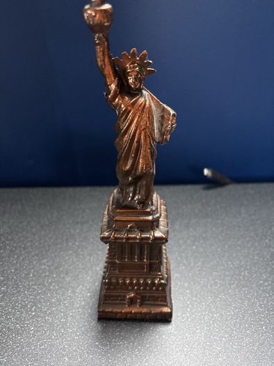Old Statue of Liberty New York 8.25 Spelter Miniature Souvenir Building Copper