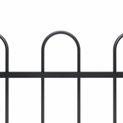 Garden Fence with Hoop Top Steel 6.8x1.2 m Black