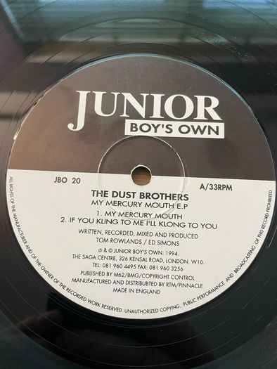 The Dust Brothers / Chemical Brothers - My Mercury Mouth - 12" Vinyl EP - 1994 Junior Boys Own
