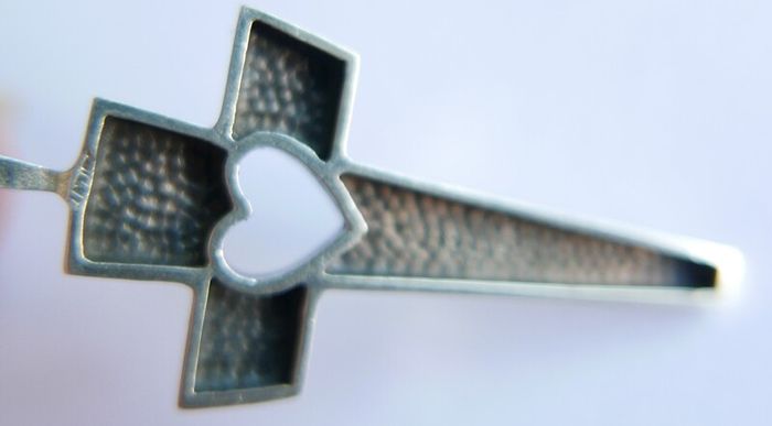 Vintage 925 Sterling Silver Cross Pendant with Heart Cutout on Chain