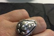 Silver ring with white  stone