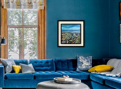 Dublin City and Bay view I, original painting by artist Helen Mathews