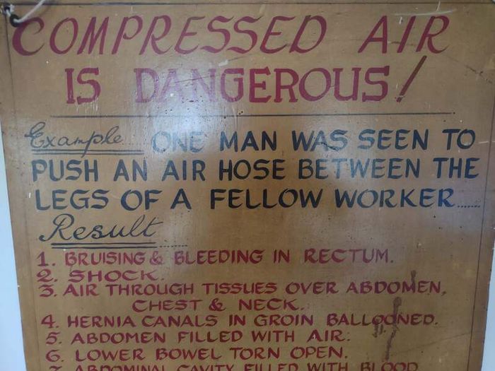 Wooden industrial safety sign
