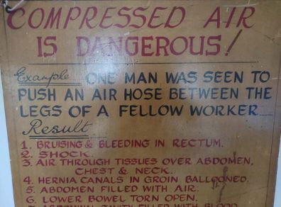 Wooden industrial safety sign