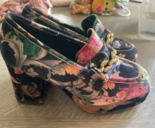 ASOS Gucci inspired Heeled Loafers Velvet Floral Size UK 4