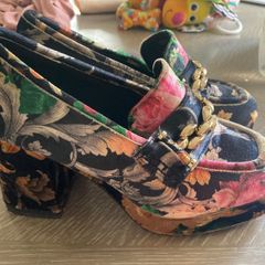 ASOS Gucci inspired Heeled Loafers Velvet Floral Size UK 4