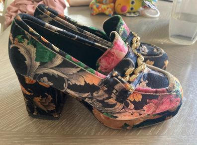 ASOS Gucci inspired Heeled Loafers Velvet Floral Size UK 4