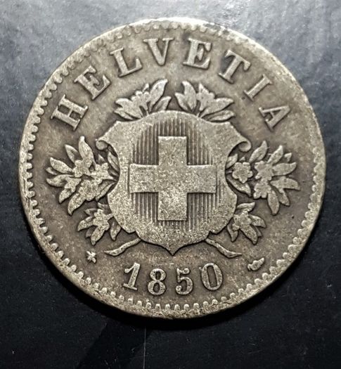 1850 Switzerland Helvetia 20 Rappen Swiss Coin