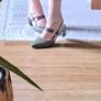 Brown and khaki green slip on low high heels Image 2