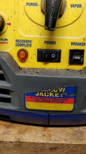 HVAC Refrigerant Recovery Set Up - Machine, pump, manifold and cylinder