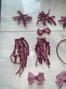 Girls hair accessories x 9 wine / maroon/ burgundy