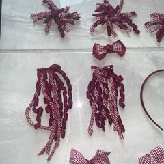 Girls hair accessories x 9 wine / maroon/ burgundy
