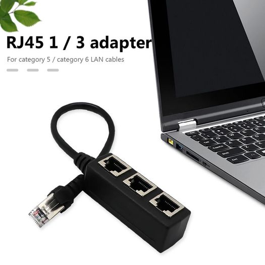 3 in 1 RJ45 Splitter LAN Ethernet Network RJ45 Connector Extender Adapter Cable for Networking Extension 1 Male to 3 Female