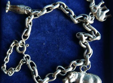 Vintage Heavy Sterling Silver 925 Charm Bracelet length 9" - 31,9g