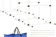 4 Piece Dog Agility Training Equipment for Dog Agility Course with Adjustable Height Jump Bars, Included Carry Bag, &amp; Displacing Top Bar, White
