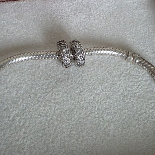 Pandora sparkly clear,spacer charms very good condition hallmarked