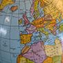 Vintage USSR Era World Globe Orange Meridian International Flag Base Image 3