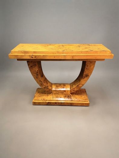 Art Deco Style Burl Walnut Console Table