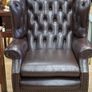 Pair of Vintage Leather Chesterfield Wingback Armchairs Image 3