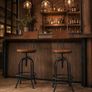 Set of 2 Industrial Bar Stools with Backrest Swivel Wooden Seat Bar Stool Height Adjustable Image 6