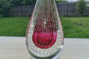 Murano transparent teardrop art glass paperweight (stopper)