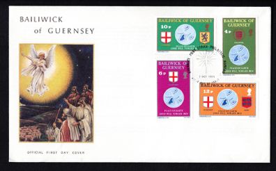 1975 Guernsey Christmas Commemorative Stamps Addressed First Day Cover (FDC)