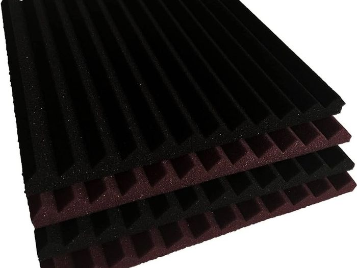FREE EXPRESS SHIPPING  Pack Black/burgundy12 X 12"X1" Acoustic Panels Studio Soundproofing Foam Wedge Tiles