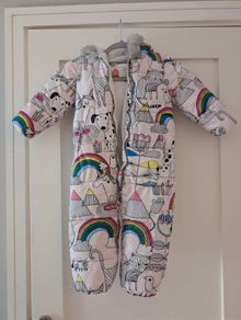 Next Baby Girl Snowsuit/Pramsuit, Rainbow Animal Print