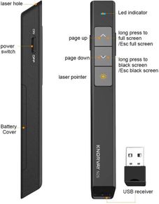 New 2.4GHz Wireless USB PowerPoint PPT Presenter Remote Control and Laser Pointer for Presentation Clicker with 300 ft Long Control Range