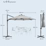 Parasol, Cantilever Parasol, 300 cm, 28 Solar LED Lights, UPF 50 Garden Umbrella, 360 Rotatable, Tilt Angle Infinitely Adjustable, with Crank, Cross Base, Image 10