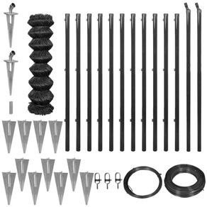 Chain Link Fence with Spike Anchors 0,8x25 m Grey
